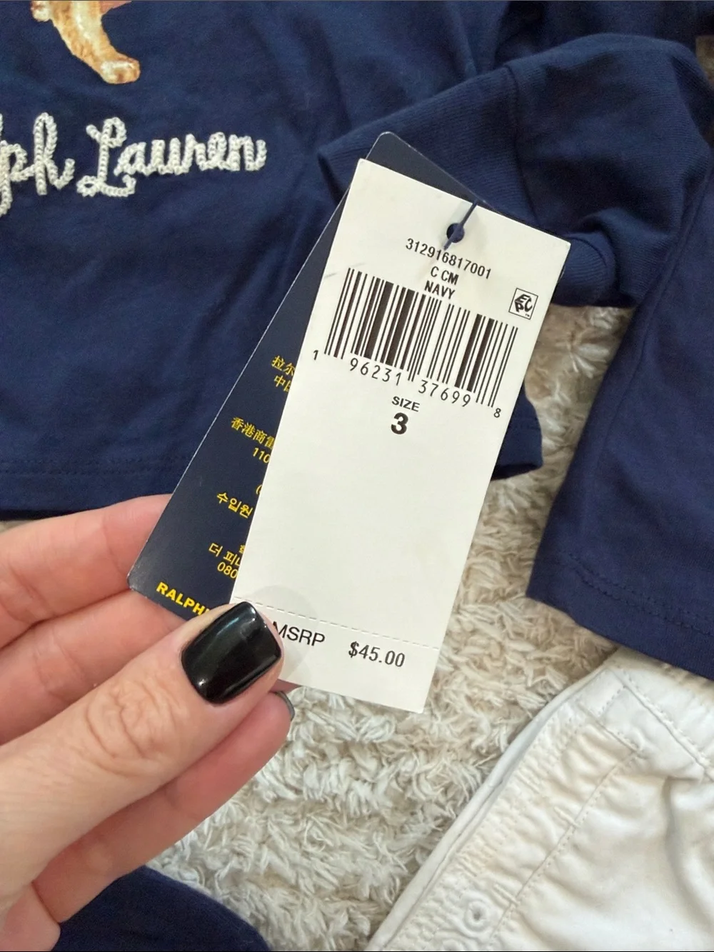 Ralph Lauren Navy Kids Polo & Graphic Tee Set with White Shorts LOT 2T/3T